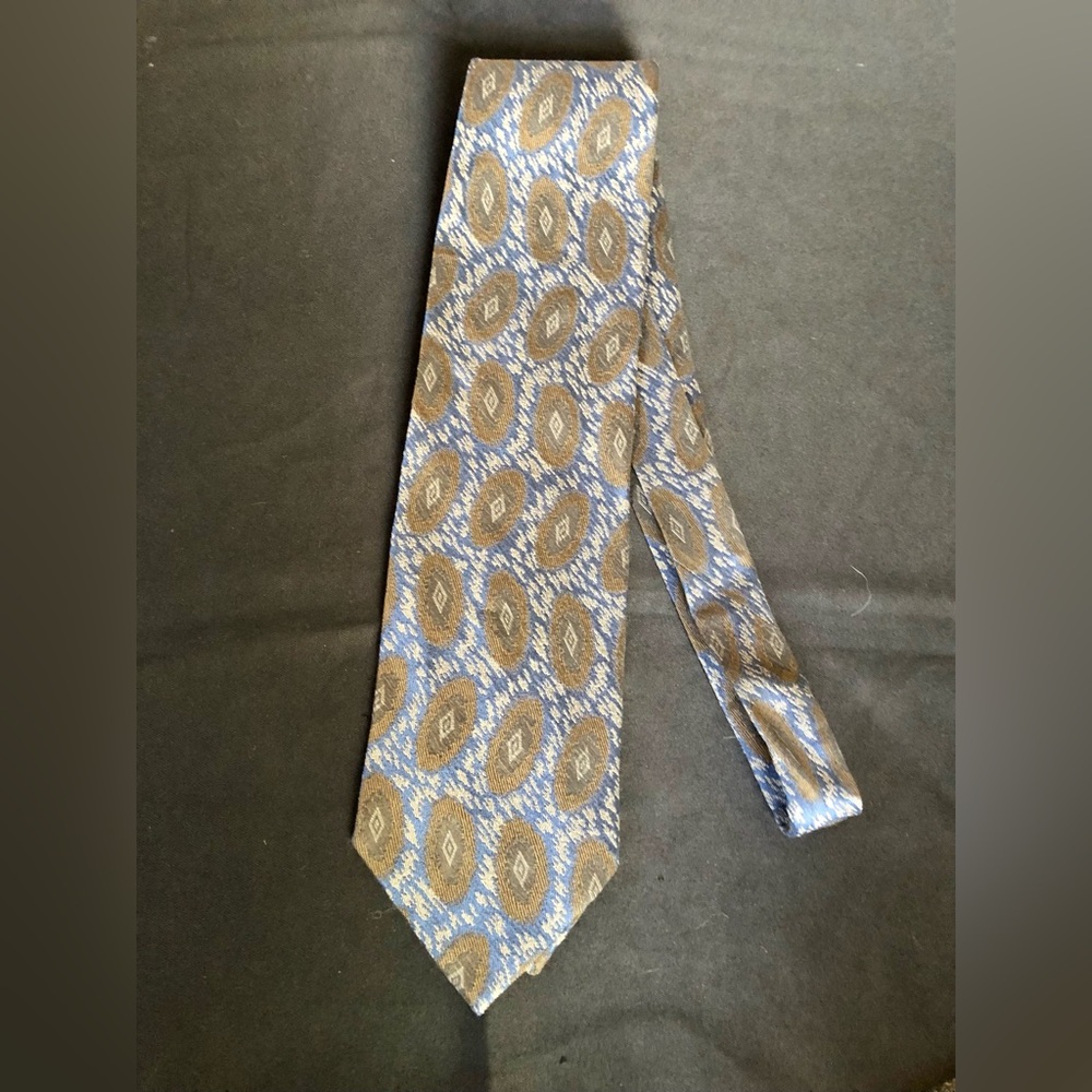 Giorgio Armani, Patterned Blue and Brown Silk Tie